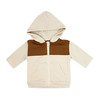 Baby Mode 3 Piece French Terry Jogger Set: Brown Stripe