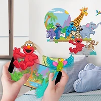 Wall Stories Kids Wall Stickers - Sesame Street, Elmo Goes to the Zoo - Interactive Wall Stickers for Kids Bedrooms - Large Peel and Stick Wall Decals with Free Play and Activity App