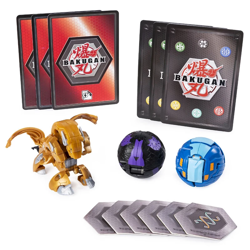 Bakugan - Coffret de départ 3 personnages, Aurelus Howlkor, Créatures transformables à collectionner.