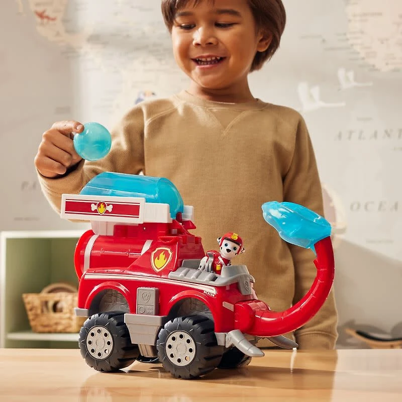 PAW Patrol Jungle Pups, Marshall's Deluxe Elephant Vehicle avec lance-projectile, Camion avec figurine articulée