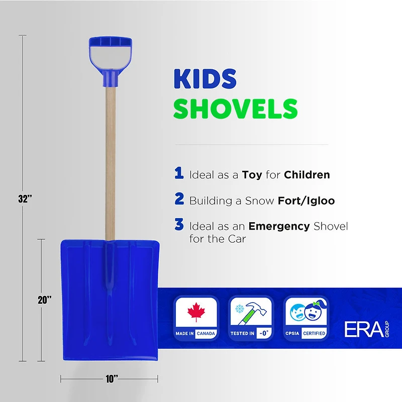 Pelle à neige pour enfants de 10 pouces d'ERA, Rose, Rouge et Bleue