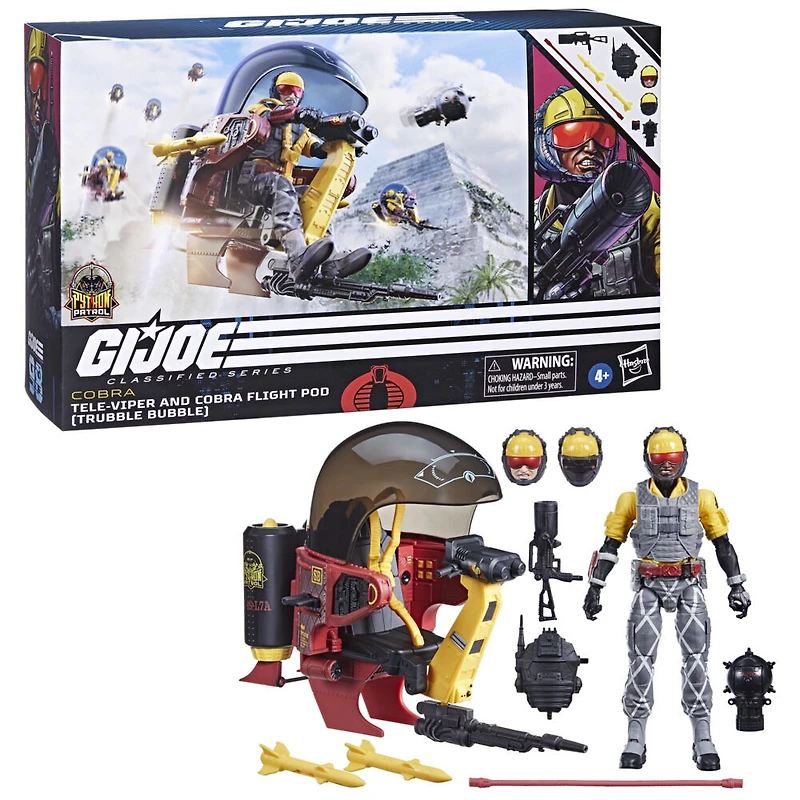 G.I. Joe Classified Series, Python Patrol Tele-Viper & véhicule Cobra Flight Pod (Trubble Bubble) 98, avec 12 accessoires - Notre exclusivité
