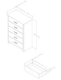 Fusion Commode 5 tiroirs- Blanc solide