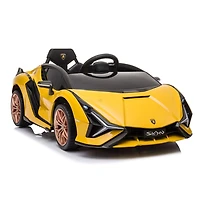 KidsVip 12V Enfants et Tout-Petits 4x4 Lamborghini Sian Edition Voiture Eléctrique avec Commande à Distance - Jaune - Édition anglaise