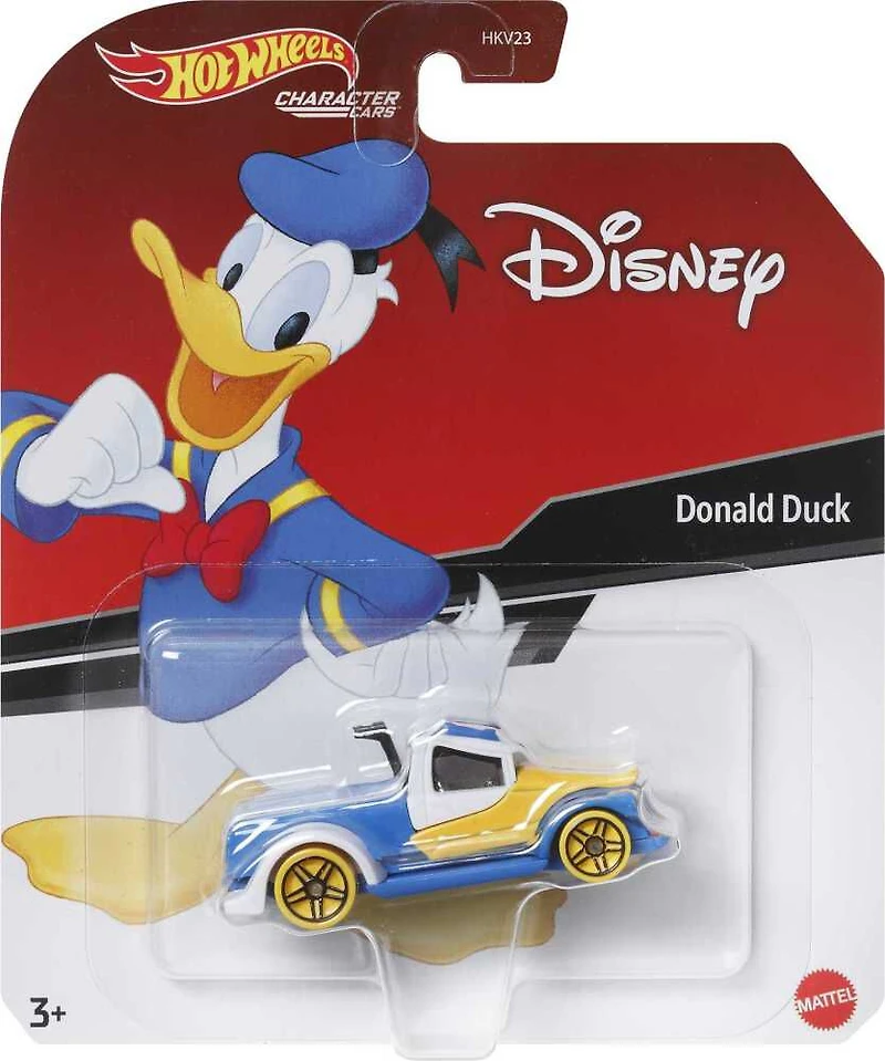 Hot Wheels Donald Duck Character Car, Collectible 1:64 Scale Toy Car Inspired by Popular Disney Entertainment
