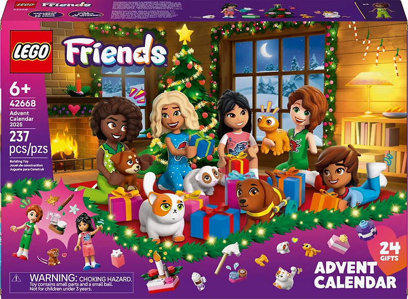 LEGO Friends Advent Calendar 2025, Christmas Building Set for Kids, 5 Minidolls, 5 Animals 42668