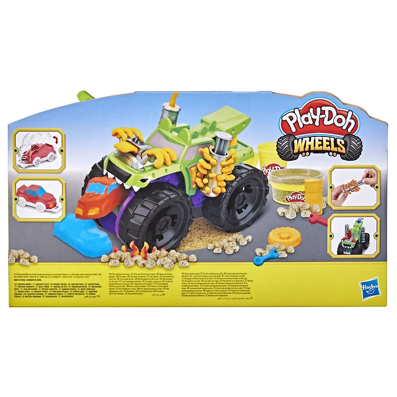 Play-Doh Wheels, Monster Truck, avec voiture et 4 couleurs de pâte Play-Doh atoxique dont la pâte Terrain