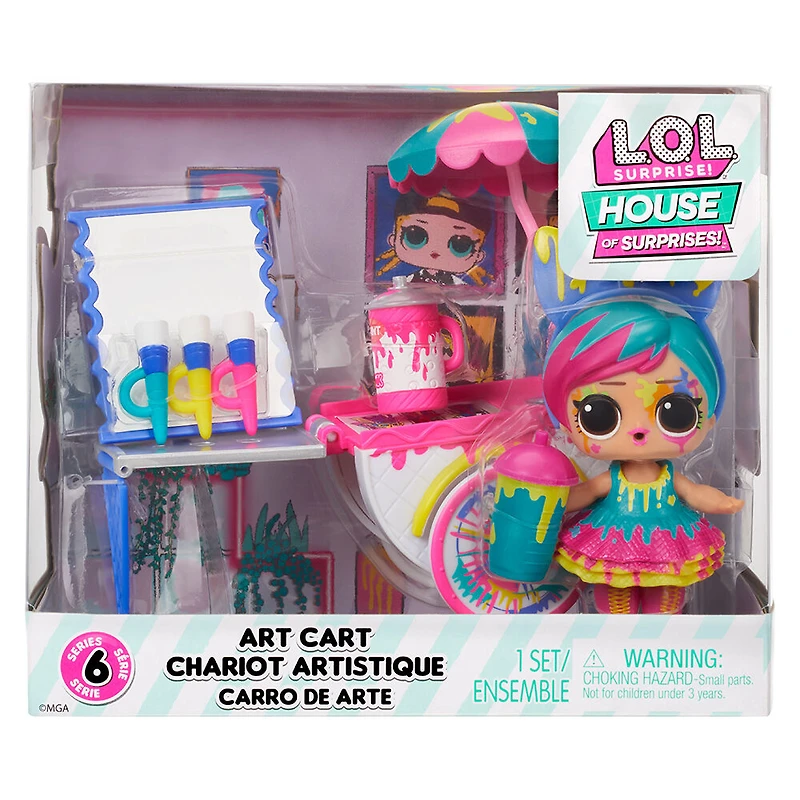 Ensemble de jeu Chariot artistique LOL Surprise OMG House of Surprises avec poupée de collection, Splatters