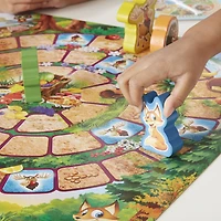 Jeu La course des bois, jeu préscolaire coopératif à thème forestier, pour enfants, inclut 4 pions en bois