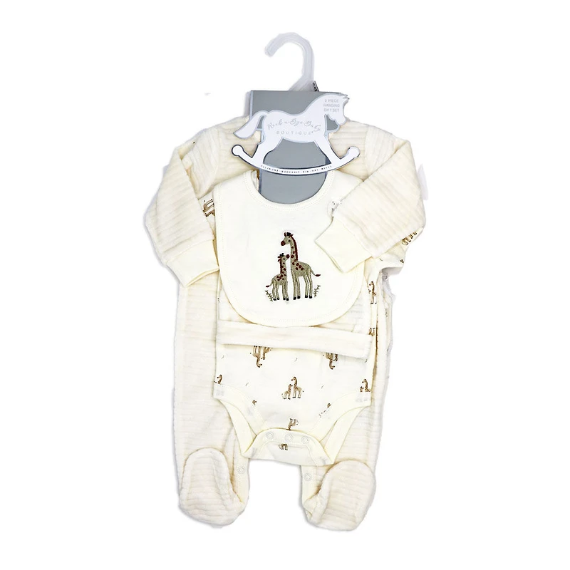 Rock a Bye Baby crème girafe velours 5 pièces Coffret cadeau NB