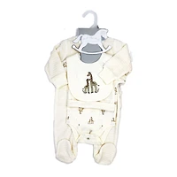 Rock a Bye Baby crème girafe velours 5 pièces Coffret cadeau NB