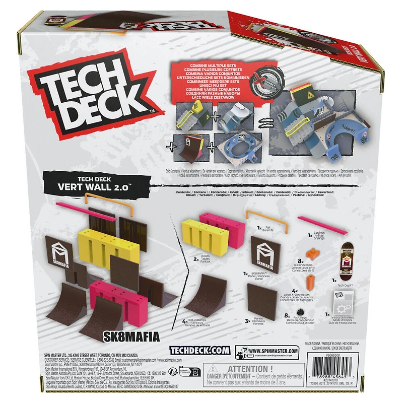 Tech Deck, Vert Wall 2.0, X-Connect Park Creator, Coffret rampe à construire et à personnaliser avec fingerboard exclusif