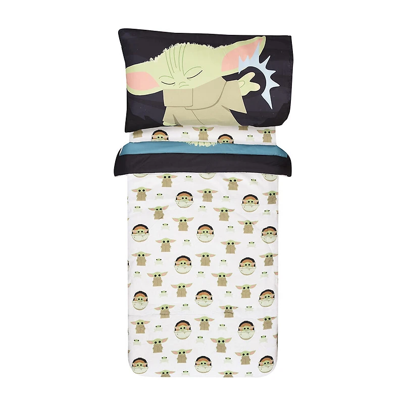 Star Wars The Mandalorian 3 Piece Toddler Bedding Set with Reversible Comforter, Fitted Sheet and Pillowcase by Nemcor