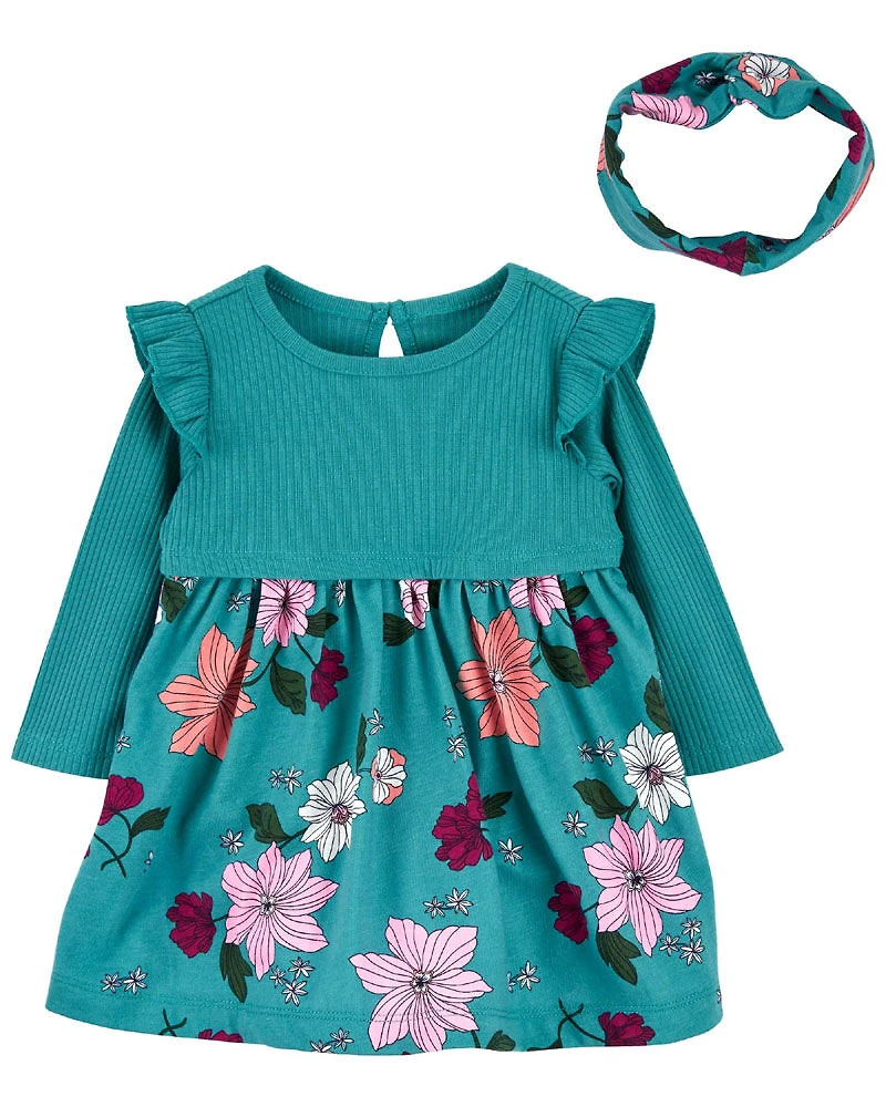 Carter's Two Piece Floral Bodysuit Dress Set