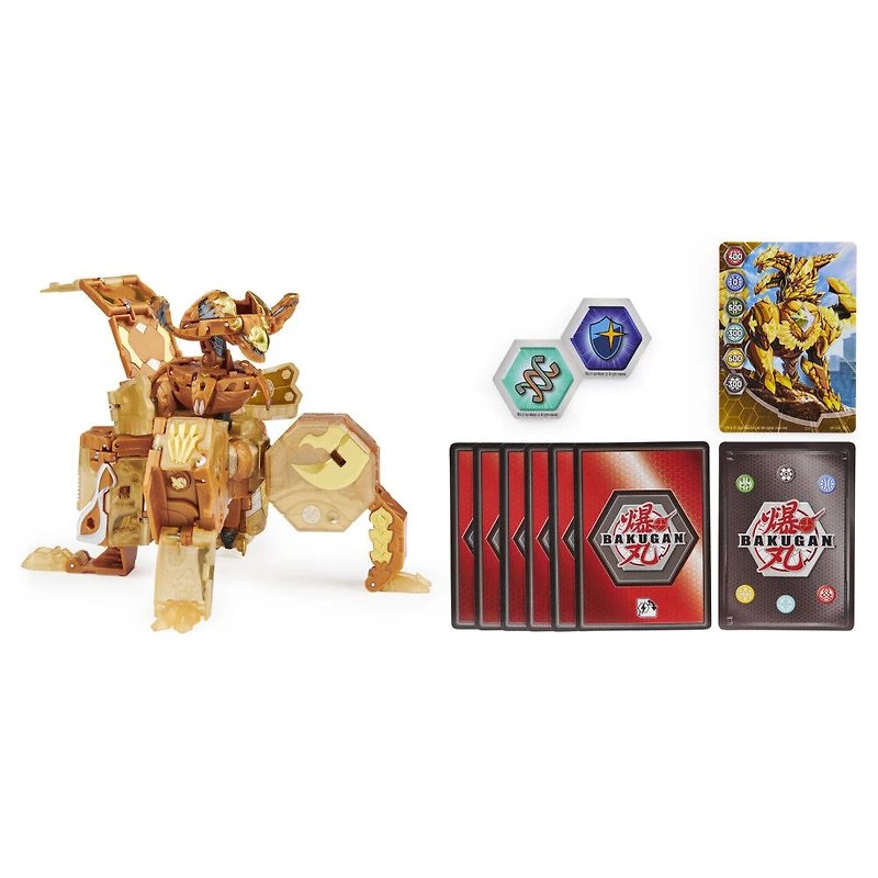 Bakugan, Ultimate Viloch, Bakugan exclusif 7 en 1, avec BakuCores et cartes à collectionner, figurine articulée Geogan Rising à collectionner