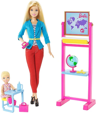 Barbie Carrières - Poupée Enseignante et coffret de jeu.