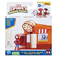 Marvel Spidey and His Amazing Friends City Blocks Spidey Pizza Parlor Kids Playset with Action Figure