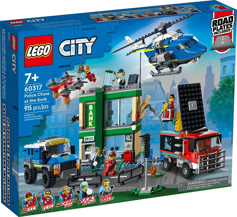 LEGO City La poursuite policière à la banque 60317 Ensemble de construction (915 pièces)