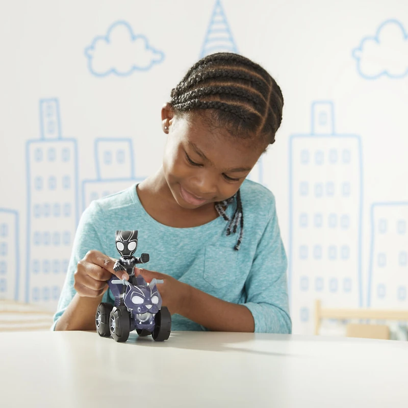 Marvel Spidey and His Amazing Friends Black Panther Action Figure And Panther Patroller Vehicle