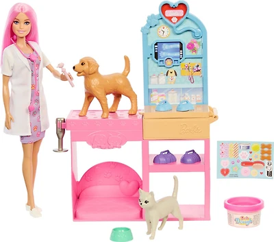 Barbie-Coffret La Clinique vétérinaire de Barbie-poupée et accessoires