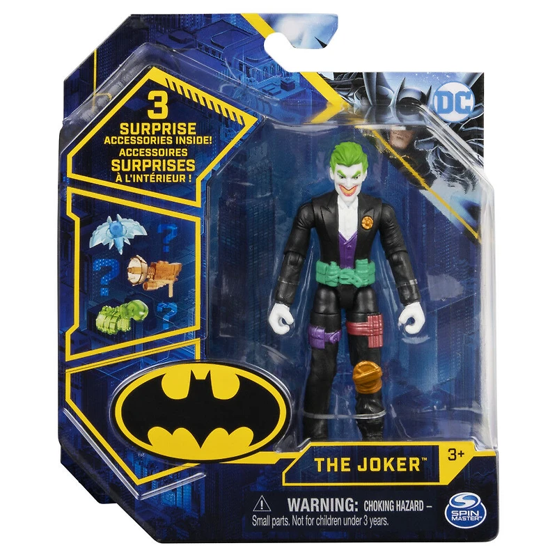 Batman 4-inch The Joker Action Figure with 3 Mystery Accessories
