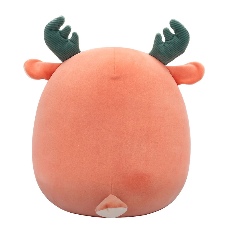 Peluche Squishmallows 12" - Romelu l'élan pêche foncé avec ventre en tricot torsadé pêche clair gaufré