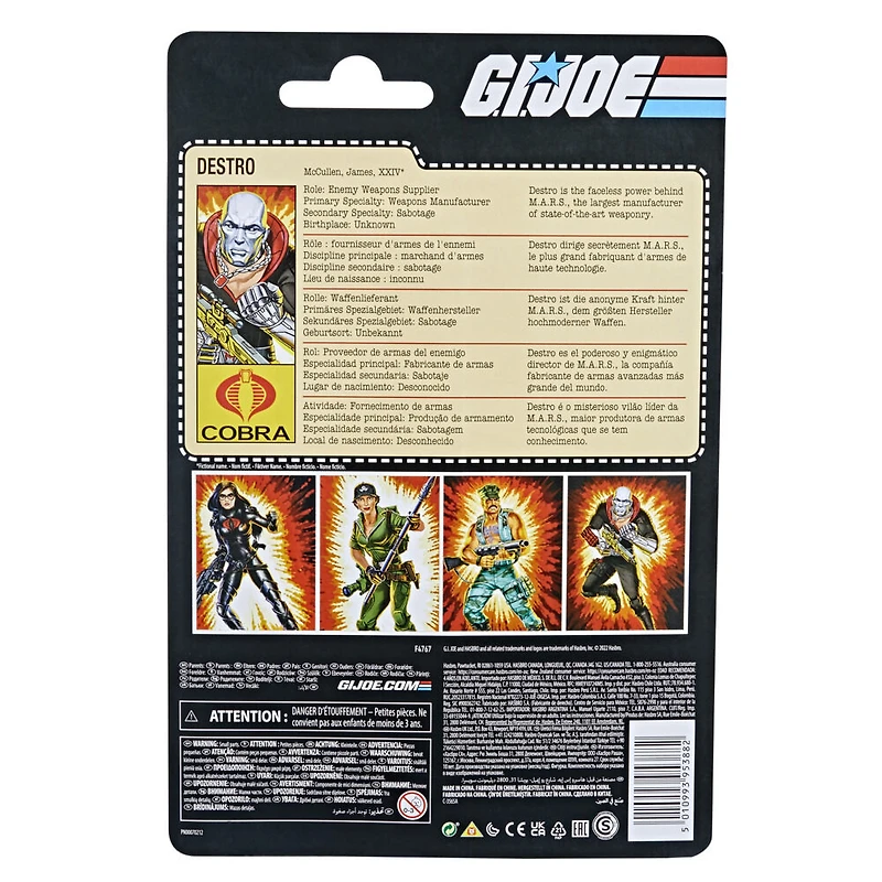 G.I. Joe Classified Series Destro Action Figure Collectible Toy with Multiple Accessories, Classic Package Art