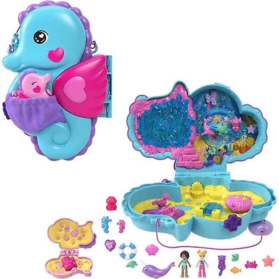 Polly Pocket Sac à main Hippocampes Papa et Moi, 2micro-poupées