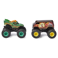 Monster Jam, Official Dragon vs. Thunder Bus Color-Changing Die-Cast Monster Trucks, 1:64 Scale