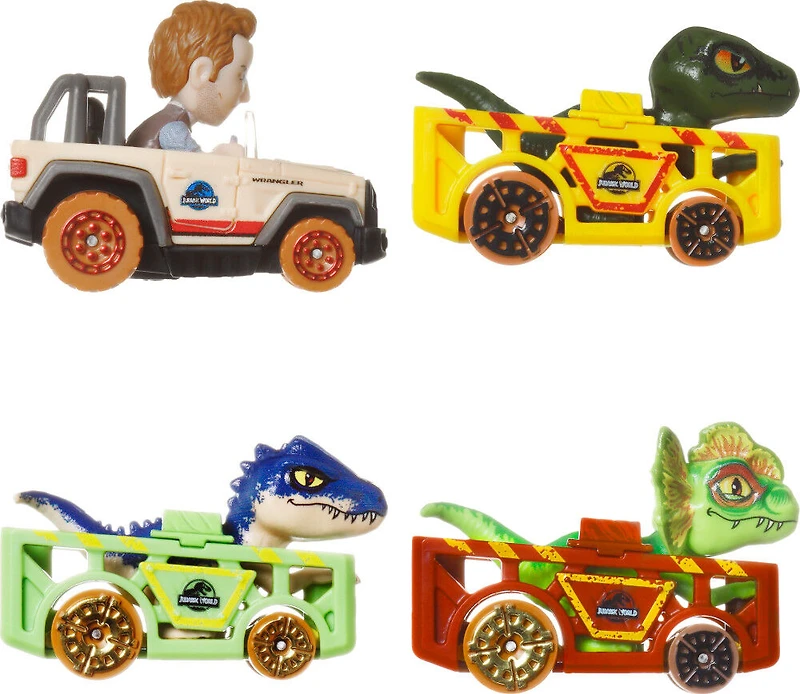 Hot Wheels RacerVerse Coffret de 4 véhicules Métal Jurassic World