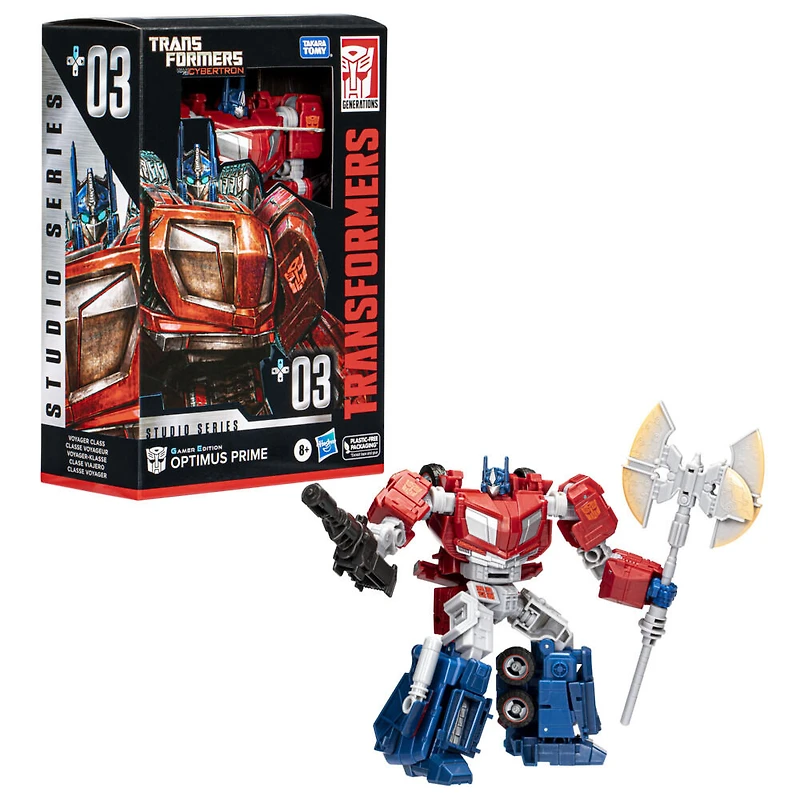 Transformers Generations Studio Series figurine 03 Gamer Edition Optimus Prime classe Voyageur de 16,5 cm, Transformers: War for Cybertron