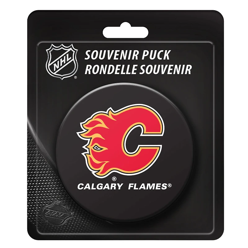 Rondelle avec logo de base des Flames de Calgary de la LNH