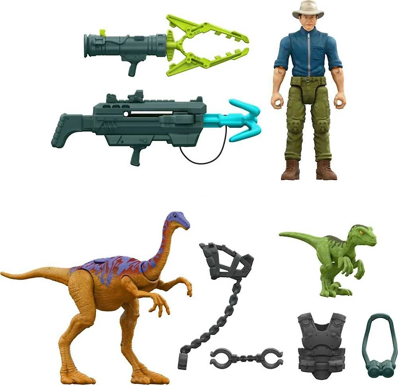 Jurassic Park - Fig. et 2 dinos - Équipement tactique du Dr Alan Grant