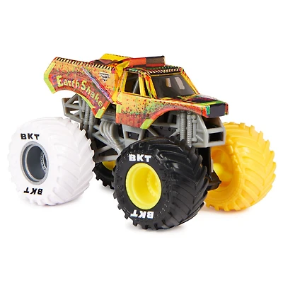 Monster Jam, Monster truck Earth Shaker (pneus multicolores) officiel, véhicule en métal moulé, échelle 1:64, Jouets pour garçons à partir de 3 ans