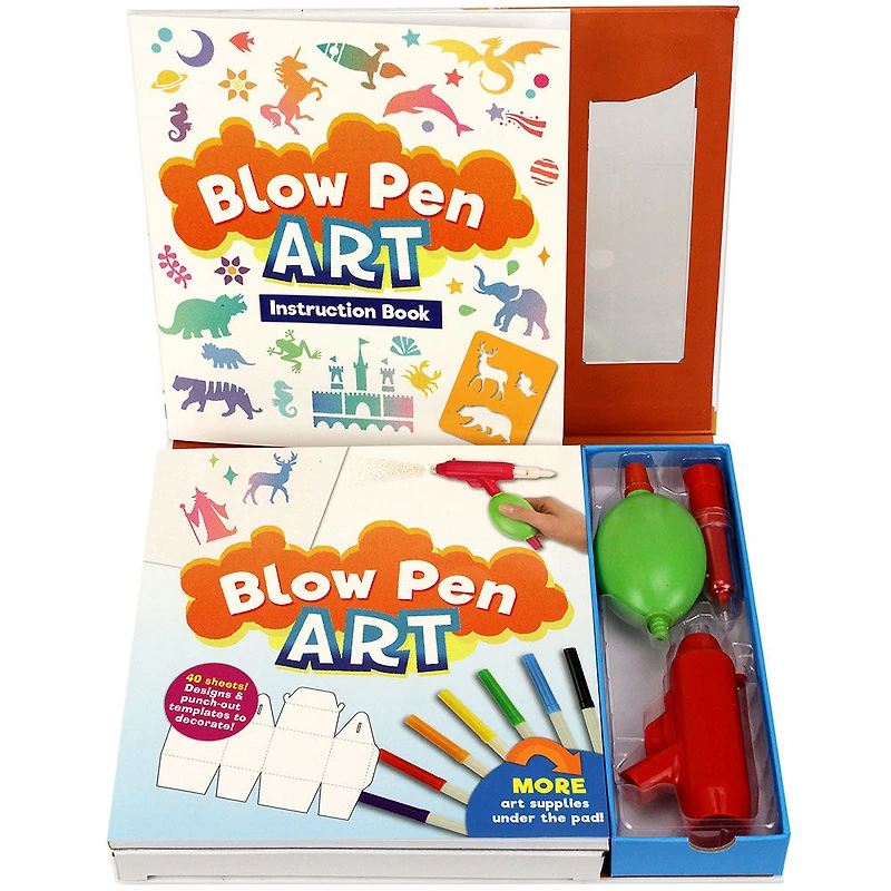SpiceBox Children's Art Kits Imagine It Blow Pen Art - English Edition