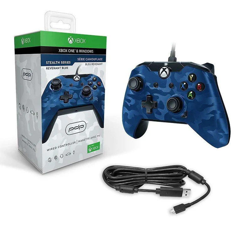 Xbox One Controller Wired Blue Camo