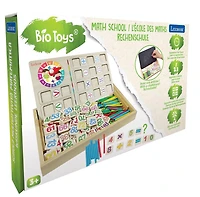 Boîte d'activités Math-Wood de Bio Toys avec planche à dessin