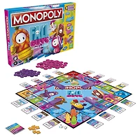 Monopoly édition Fall Guys Ultimate Knockout, jeu de plateau avec obstacles interactifs à esquiver, inclut dé de knockout, à partir de 8 ans