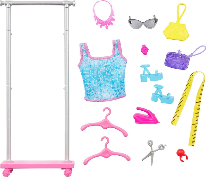 Barbie -Brooklyn -Coffret de jeu -Poupée Coiffeuse et 14 accessoires