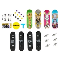 Tech Deck, Coffret de 4 fingerboards Ultra DLX, Skateboards Finesse, Mini skateboards personnalisables à collectionner