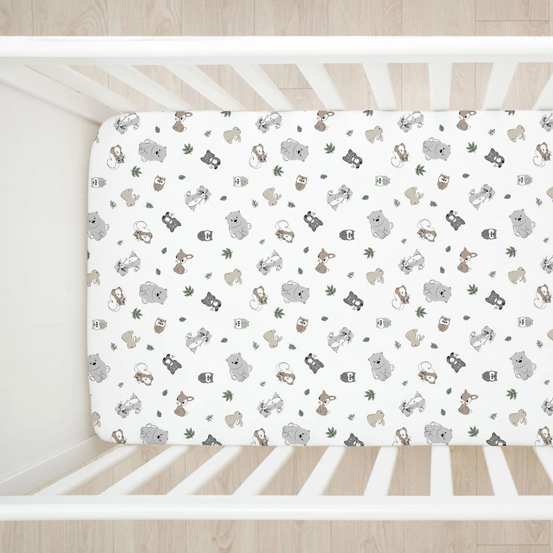 Koala Baby 2 Pack Flannel Sheet Woodland/Stripes