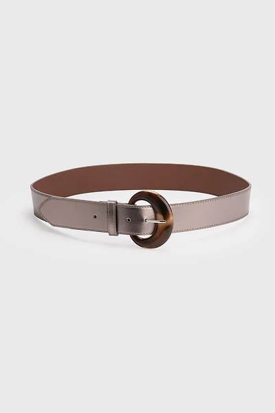 Ceinture large métallique à boucle en croissant