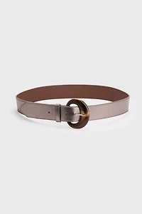 Ceinture large métallique à boucle en croissant