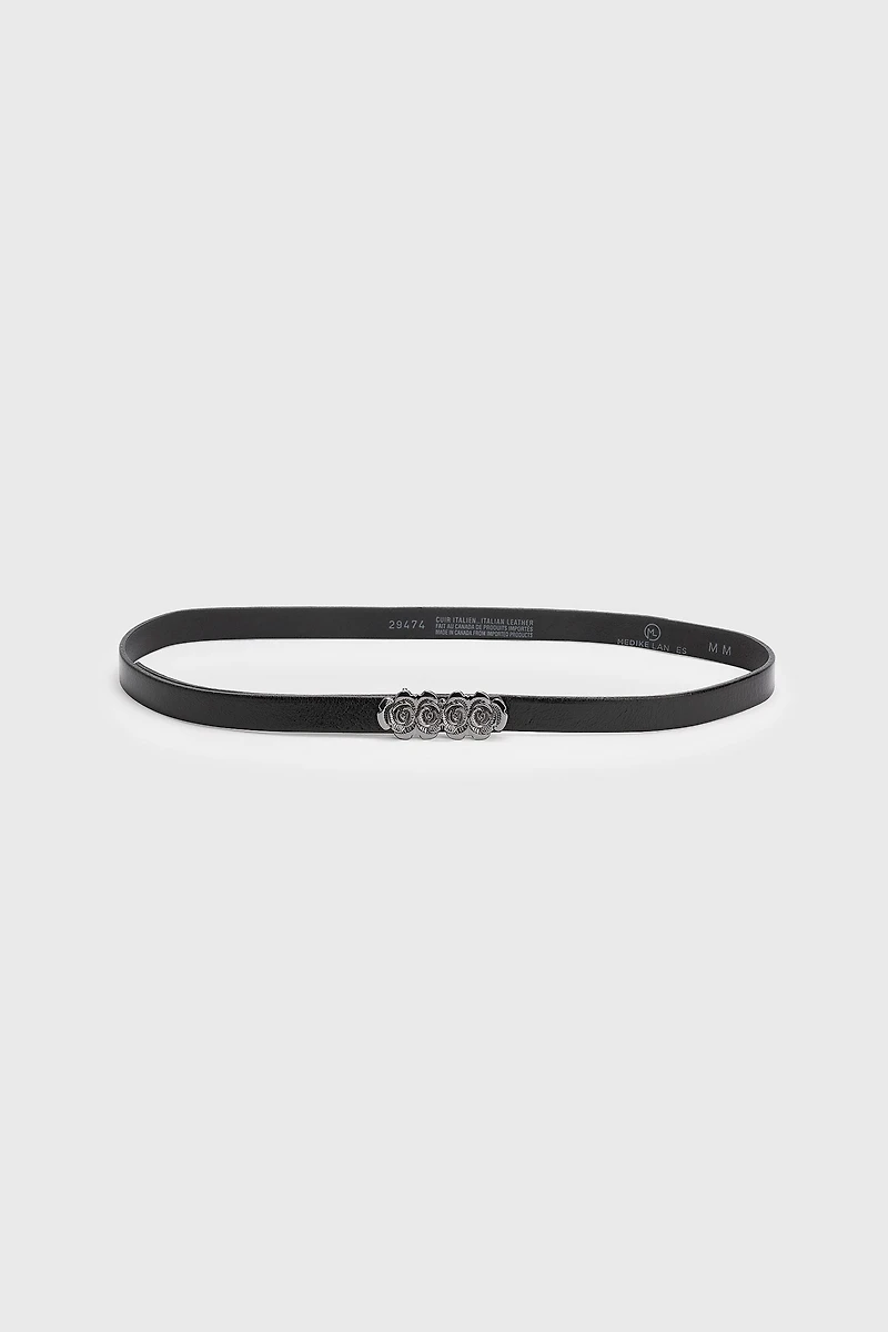 Ceinture mince avec boucle en forme de fleurs