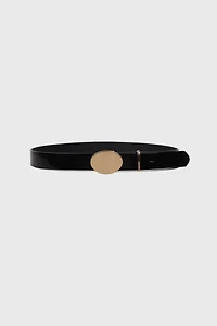 Belt with gold rounded buckle