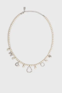 Pearl necklace with charms