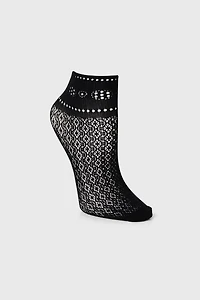 Fishnet socks with geometric pattern