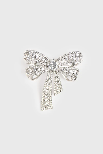 Crystal bow brooch