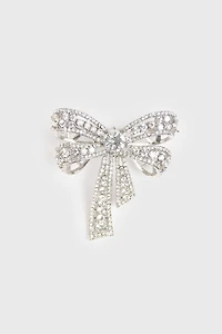 Crystal bow brooch