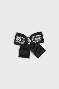 Embellished grosgrain bow brooch